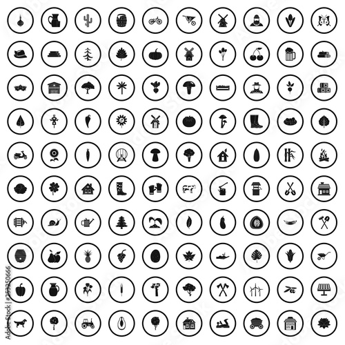 100 plantation icons set in simple style for any design vector illustration