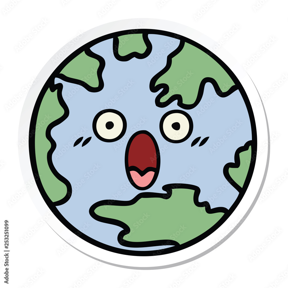 sticker of a cute cartoon planet earth sticker of a cute cartoon planet earth