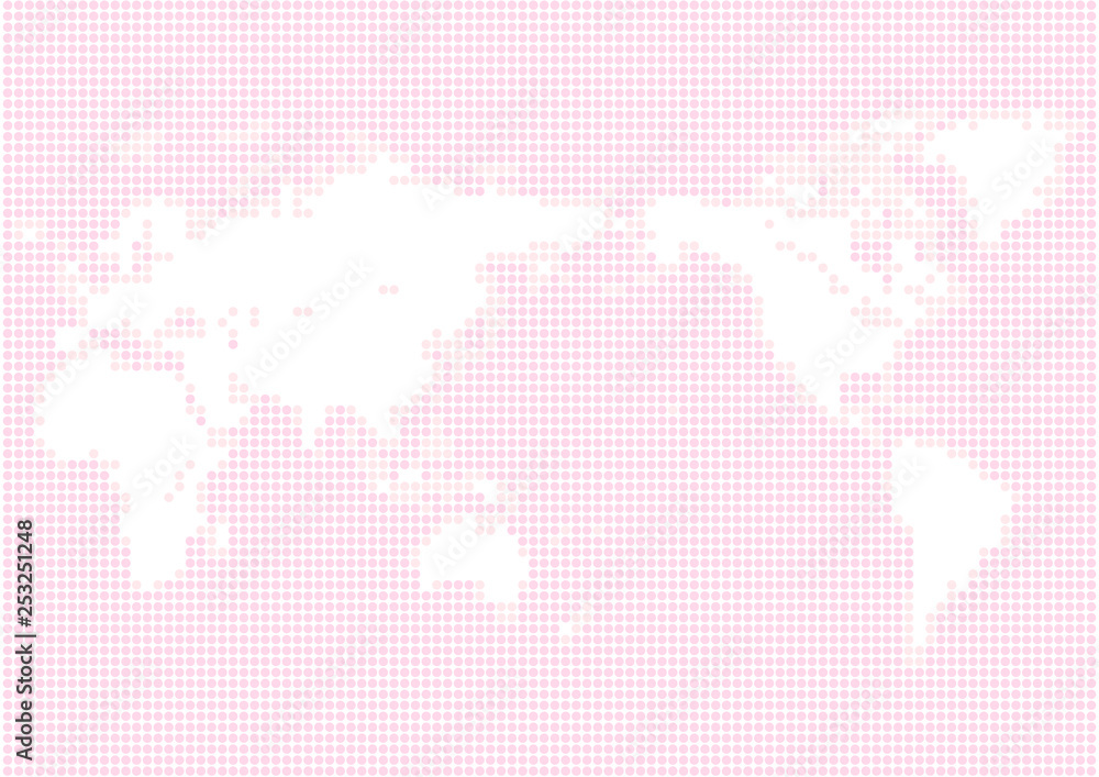 ピンク色の背景と白い丸いドット世界地図 Stock ベクター Adobe Stock