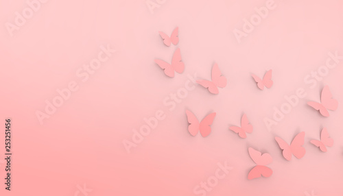 Canvas Print Origami Butterfly Paper and freedom of inspiration on Pastel Pink Background - 3