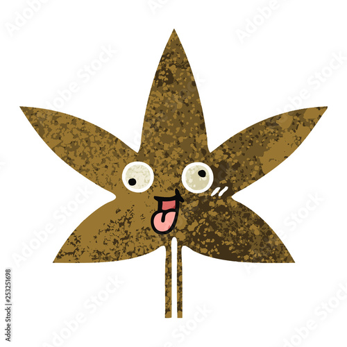 retro illustration style cartoon autumnal leaf