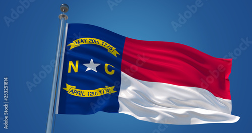 North Carolina flag in the wind, 3d illustration