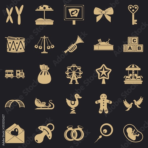 Bairn icons set. Simple set of 25 bairn vector icons for web for any design