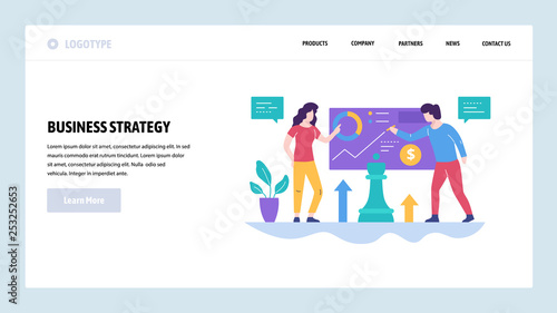 Vector web site design template. Business strategy and financial consulting. Marketing plan and business growth. Landing page concepts for website and mobile development. Modern flat illustration.