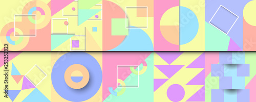 set geometric pastels background.Flat lay.decoration for your design