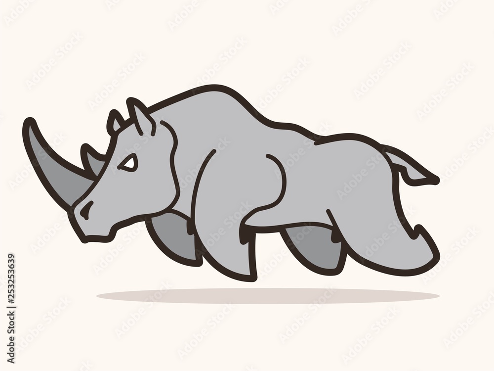 Angry Rhino attack graphic vector. Angry Rhino attack graphic vector.