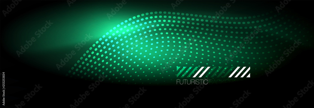 Glowing abstract wave on dark, shiny motion, Christmas and New Year magic space light. Techno abstract background Glowing abstract wave on dark, shiny motion, Christmas and New Year magic space light. Techno abstract background