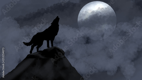 wolf howling at moon