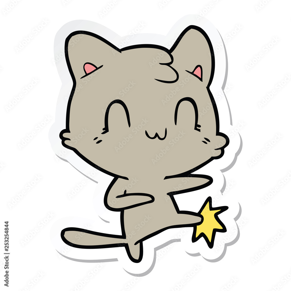 sticker of a cartoon happy cat karate kicking sticker of a cartoon happy cat karate kicking