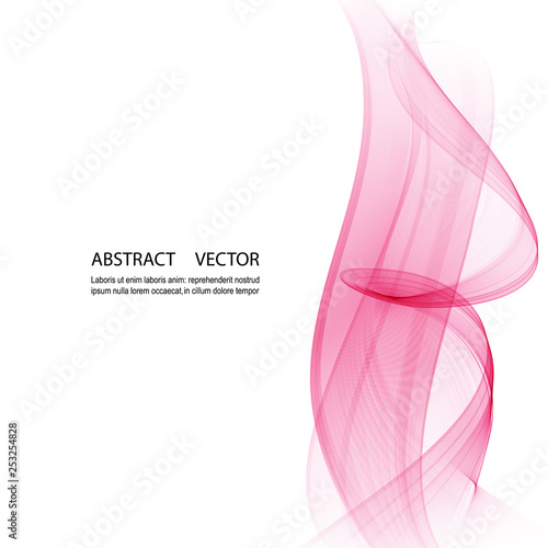 Abstract soft design pattern with pink wavy lines in elegant dynamic style on white background. Pink waves.