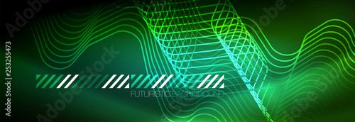 Shiny neon lights background  techno design  modern wallpaper for your project