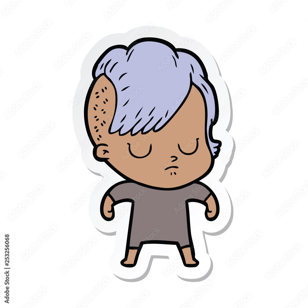 sticker of a cartoon woman sticker of a cartoon woman