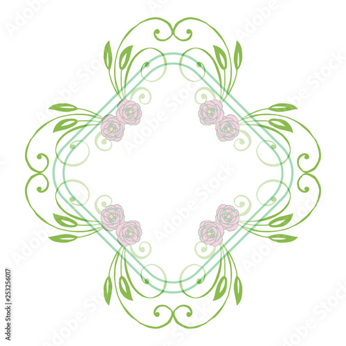 Vector illustration greeting card template with design artwork leaf floral frame hand drawn
