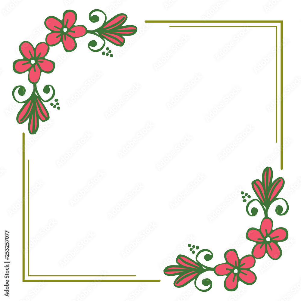 Fototapeta premium Vector illustration elegant green leaf floral frame with design template for card hand drawn