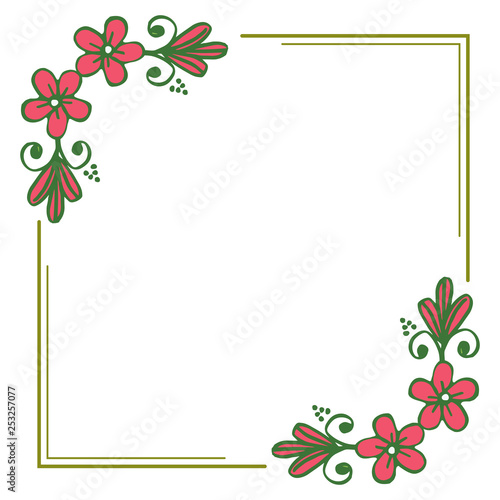 Vector illustration elegant green leaf floral frame with design template for card hand drawn