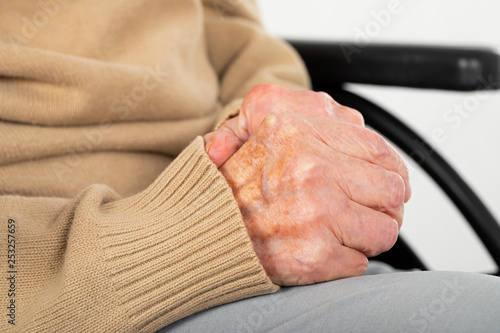 Elderly shaking hands
