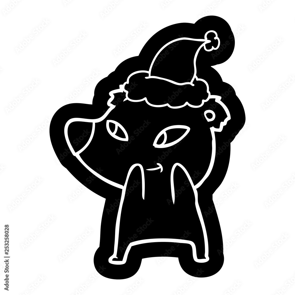 Fototapeta premium cute cartoon icon of a bear wearing santa hat