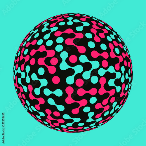 graphic connected dots sphere in pop blue black pink shades