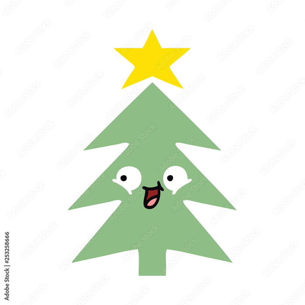 Fototapeta premium flat color retro cartoon christmas tree