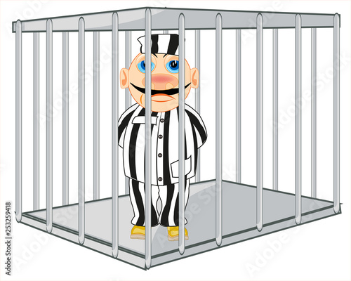 Vector illustration men arrested locked in hutch