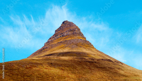 Kirkufell Mountain or Church Mountain on   the Snaefellsnes Peninsula in Iceland