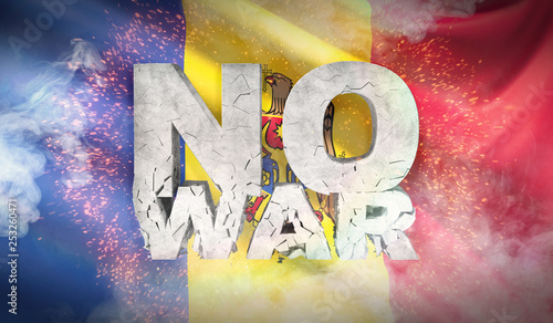 No war concept. Flag of Moldova. Waved highly detailed fabric texture. 3D illustration.