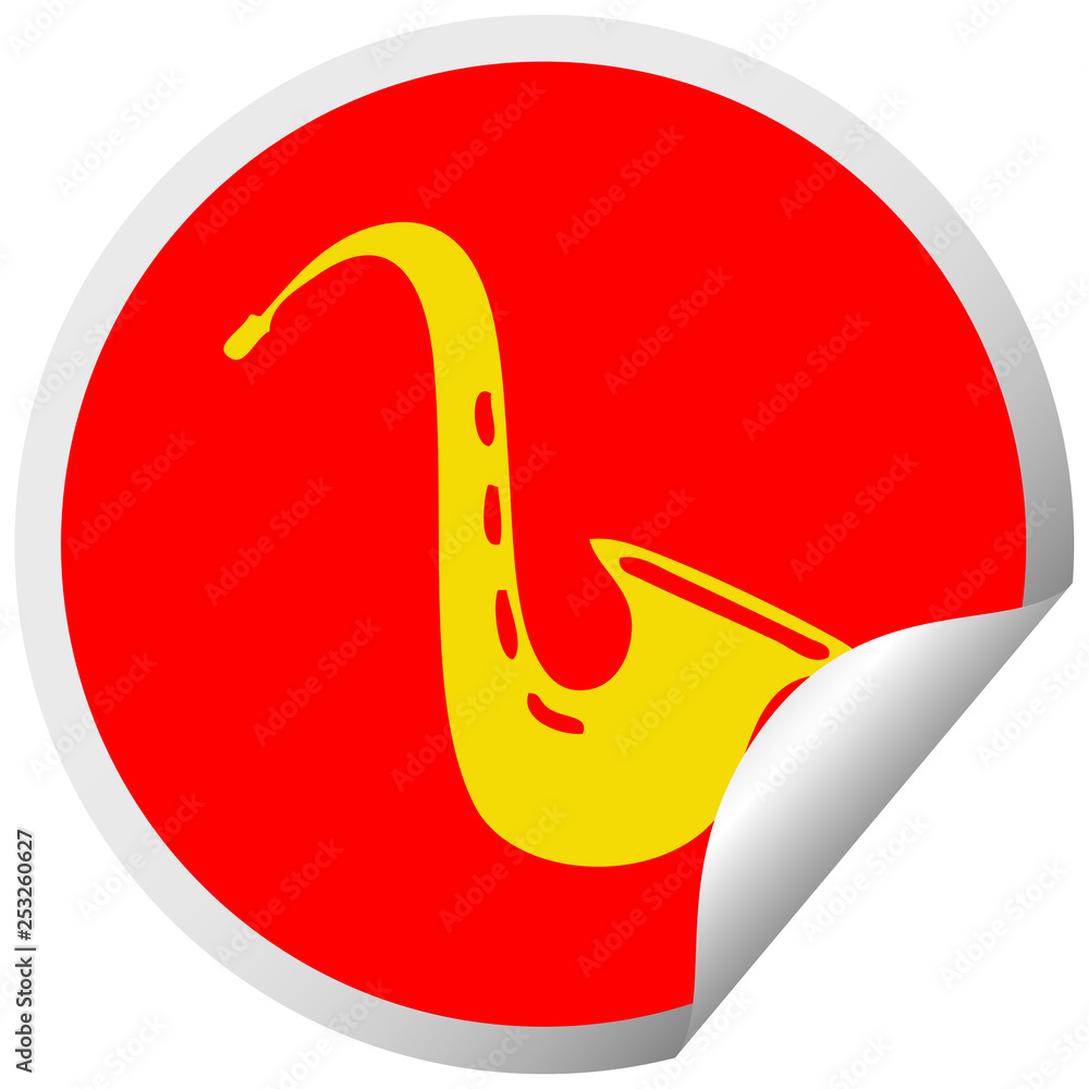 circular peeling sticker cartoon musical saxophone circular peeling sticker cartoon musical saxophone