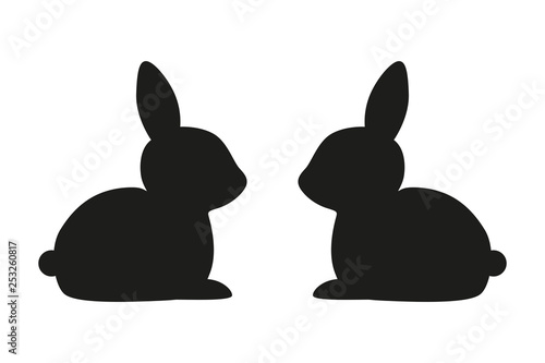 two bunnies silhouette isolated on white background vector illustration EPS10