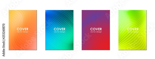 Set of modern abstract covers. Cover design with a dynamic colorful gradient of halftone. Vector background.