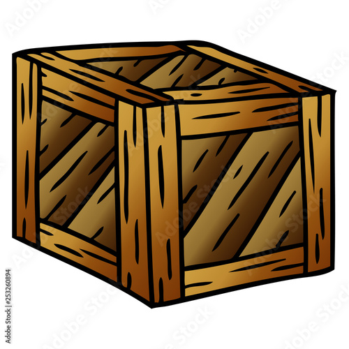 gradient cartoon doodle of a wooden crate
