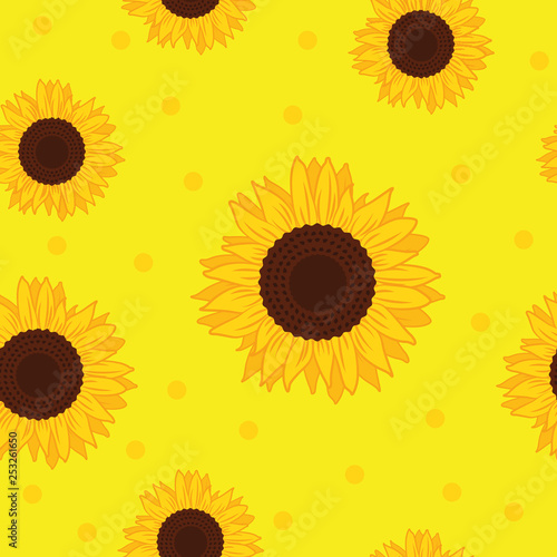 seamless pattern yellow sunflower background vector illustration EPS10