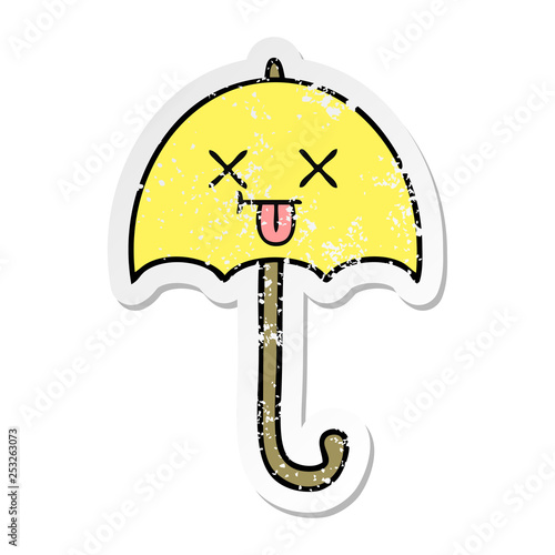 distressed sticker of a cute cartoon umbrella