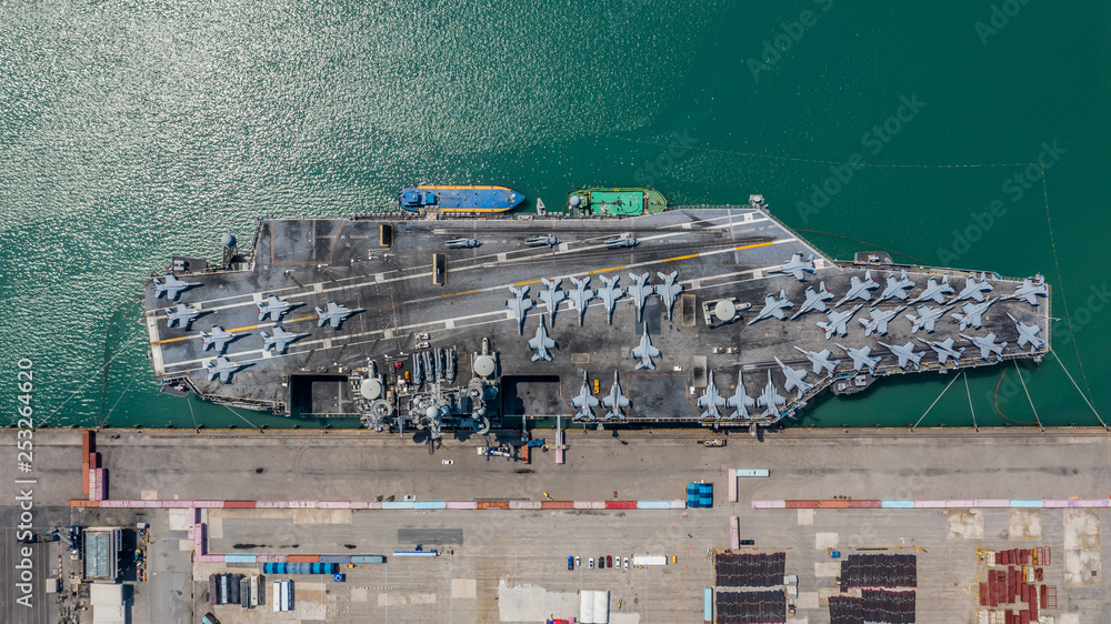 Navy Nuclear Aircraft carrier, Military navy ship carrier full loading