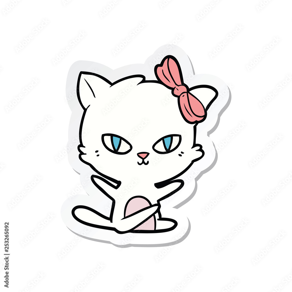 sticker of a cute cartoon cat sticker of a cute cartoon cat