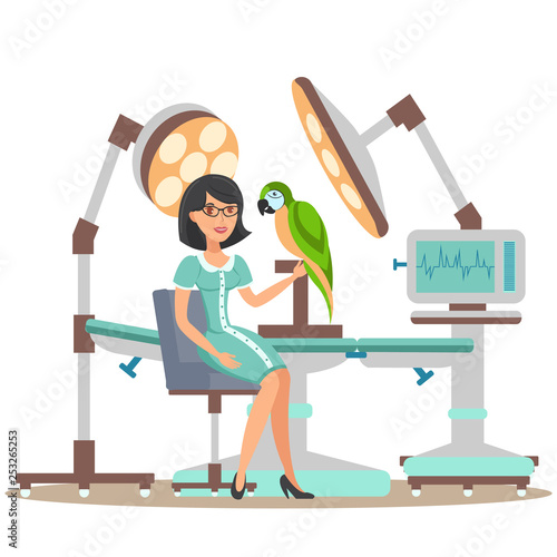Veterinary Surgery Flat Vector Color Illustration