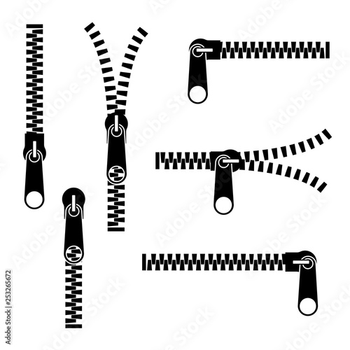 Zippers on a white background