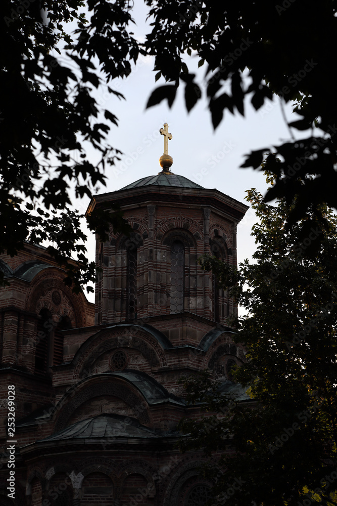 View From The Forest On Dome With Golden Cross Of Orthodox Church View From The Forest On Dome With Golden Cross Of Orthodox Church