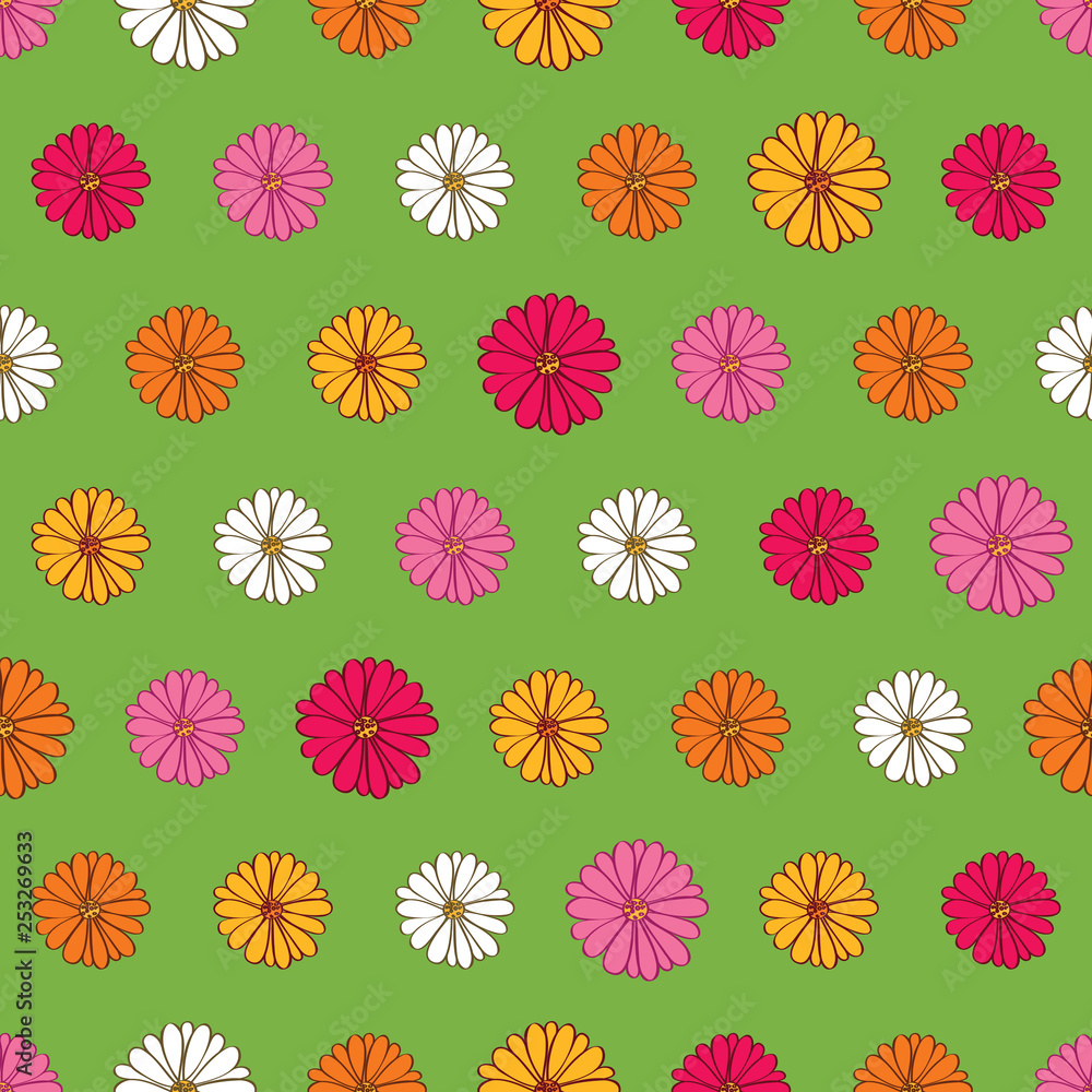 Floral seamless pattern with hand drawn flowers for textile, wallpapers, gift wrap and scrapbook. Green background. Vector. Floral seamless pattern with hand drawn flowers for textile, wallpapers, gift wrap and scrapbook. Green background. Vector.