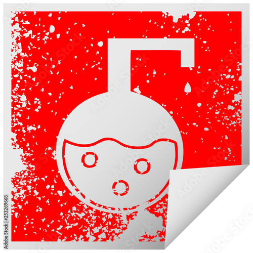 distressed square peeling sticker symbol science experiment