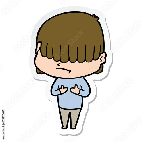sticker of a cartoon boy with untidy hair