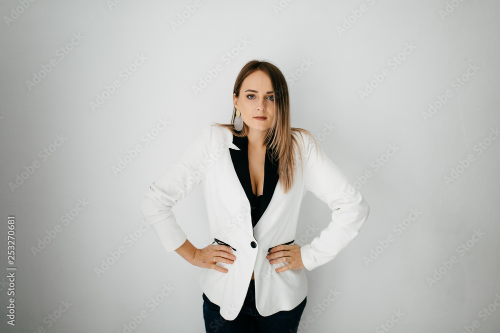 Amazing luxury seductive woman in stylish dresses