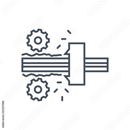 thin line icon logging industry, sawmilling, removing bark