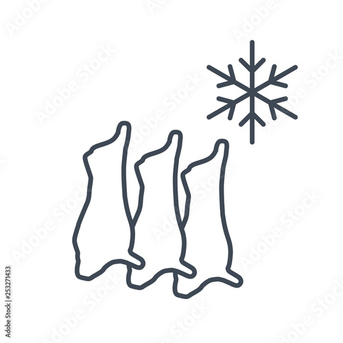 thin line icon food processing plant, frozen meat