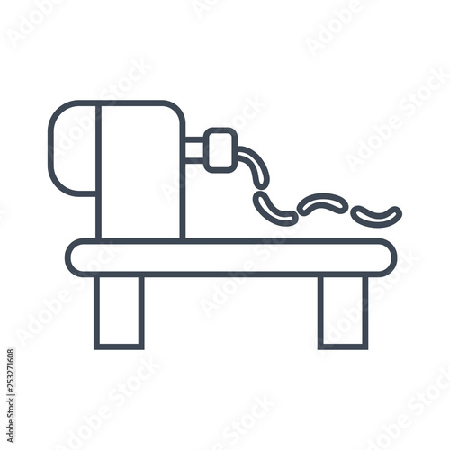 thin line icon meat processing plant, production of sausages