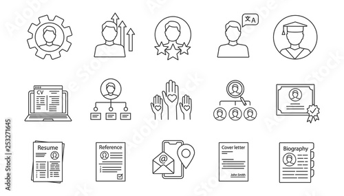 Resume linear icons set