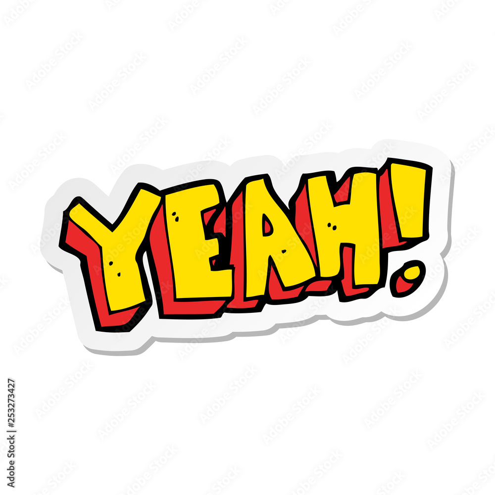 sticker of a cartoon yeah shout sticker of a cartoon yeah shout