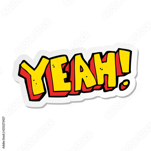 sticker of a cartoon yeah shout