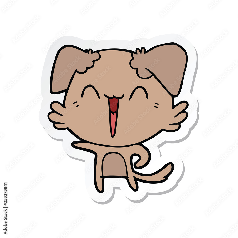 sticker of a happy little pointing dog cartoon sticker of a happy little pointing dog cartoon