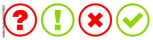 Buttons Frage, Antwort & Checkmarks Set Kontur