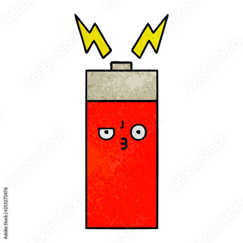 retro grunge texture cartoon battery